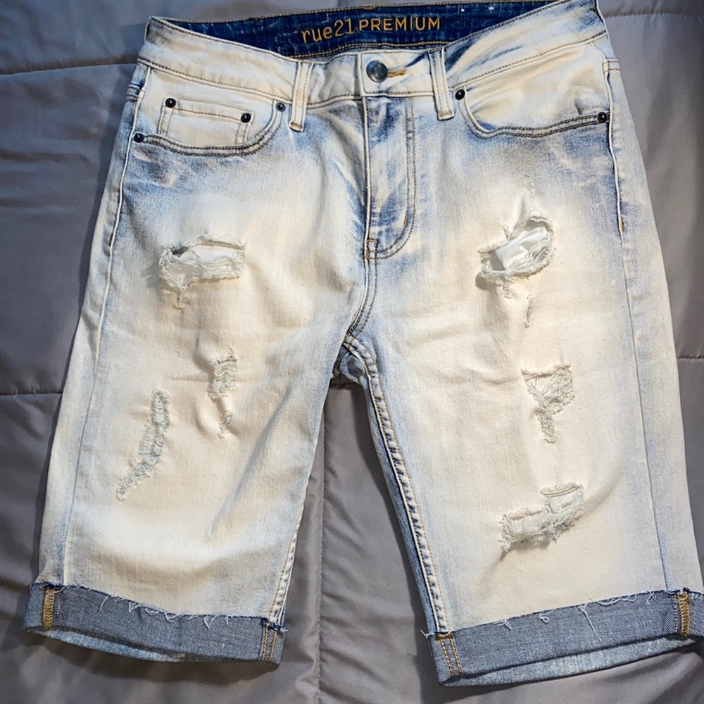 Rue 21 blue acid washed jean shorts